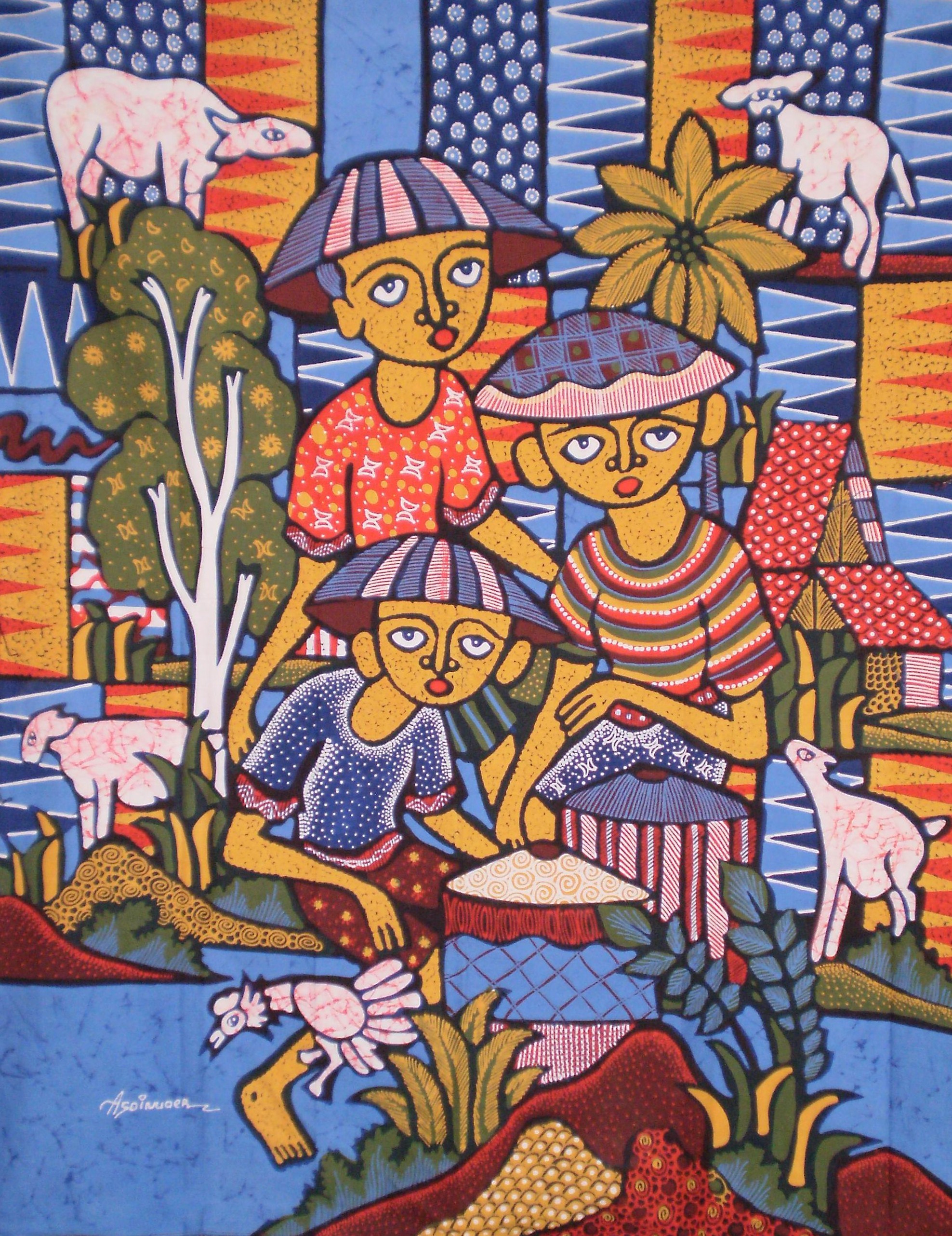 Indonesian Batik  Painting For Sale Asdinur Collection 